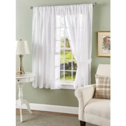 Buy 🔔 Vermont Country Store Floret Candlewick Rod Pocket Curtains White ⌛