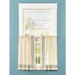 Discount ✨ Vermont Country Store Stenciled Border Rod Pocket Muslin Tiers 🌟