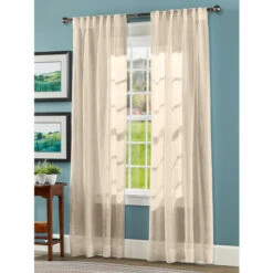 Promo ⭐ Vermont Country Store Pure Linen Rod Pocket Panel With Back Tabs White ❤️