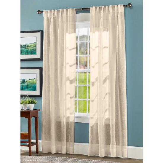 Promo ⭐ Vermont Country Store Pure Linen Rod Pocket Panel With Back Tabs White ❤️