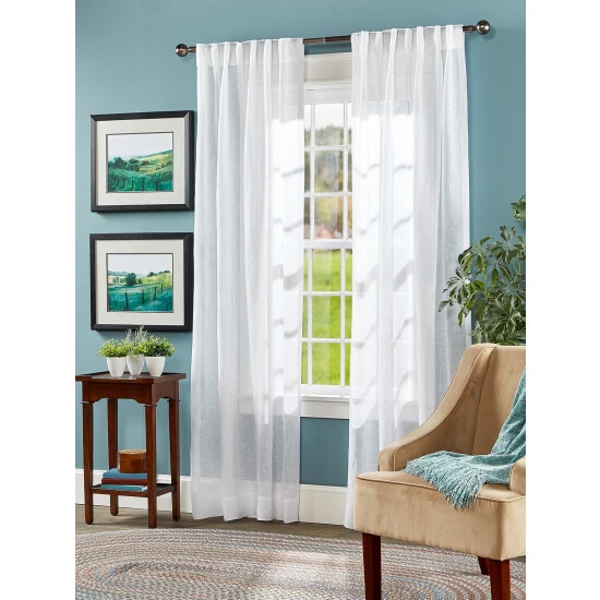 Promo ⭐ Vermont Country Store Pure Linen Rod Pocket Panel With Back Tabs White ❤️ - Image 3