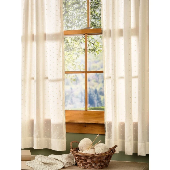 Buy ❤️ Vermont Country Store Swiss Dot Semi-Sheer Rod Pocket Curtains Ivory 😍 - Image 2