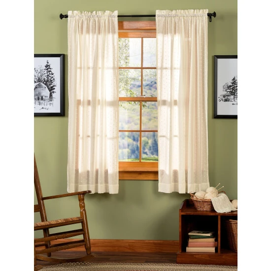 Buy ❤️ Vermont Country Store Swiss Dot Semi-Sheer Rod Pocket Curtains Ivory 😍 - Image 3