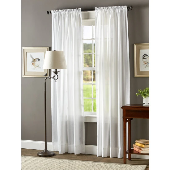 Wholesale ✨ Vermont Country Store Striped Semi-Sheer Rod Pocket Curtains White 🔥 - Image 4