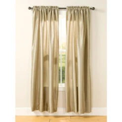 Buy 👏 Vermont Country Store Faux Silk Lined Rod Pocket Curtains With Back Tabs Taupe ❤️