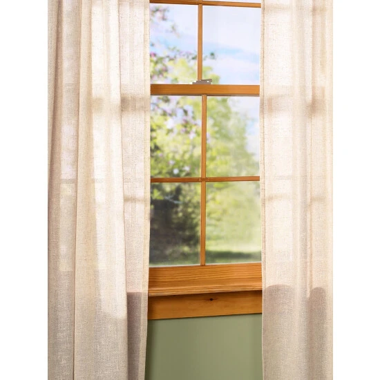 Best Pirce ๐ Vermont Country Store Sheer Linen Rod Pocket Curtains Natural ๐ - Image 3