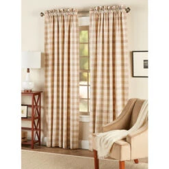 Hot Sale β¨ Vermont Country Store Moire Plaid Rod Pocket Curtains Rose π