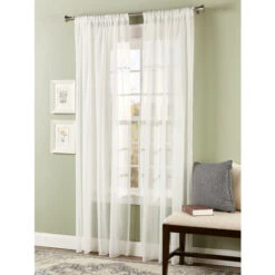 Brand new 😍 Vermont Country Store Weighted Corded Hem Sheer Dual Rod Pocket Panel Ivory 😀