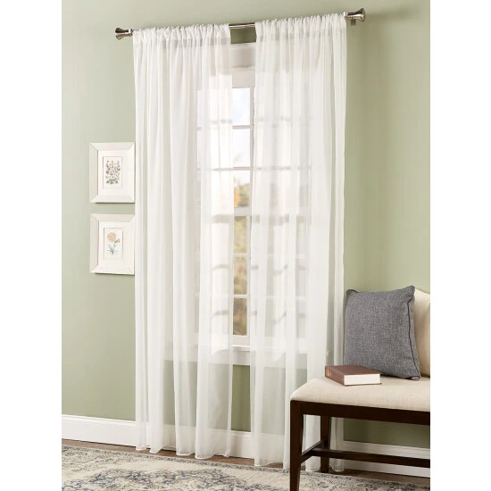 Brand new 😍 Vermont Country Store Weighted Corded Hem Sheer Dual Rod Pocket Panel Ivory 😀