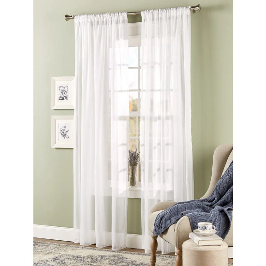 Brand new 😍 Vermont Country Store Weighted Corded Hem Sheer Dual Rod Pocket Panel Ivory 😀 - Image 3