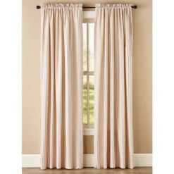 Brand new โค๏ธ Vermont Country Store French Ticking Rod Pocket Curtains Cocoa ๐