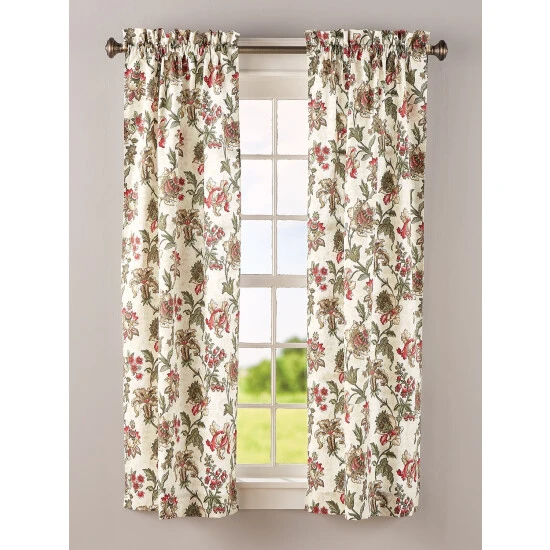 Outlet ๐ฅ Vermont Country Store Jacobean Garden Rod Pocket Curtains Blue Floral ๐ - Image 2