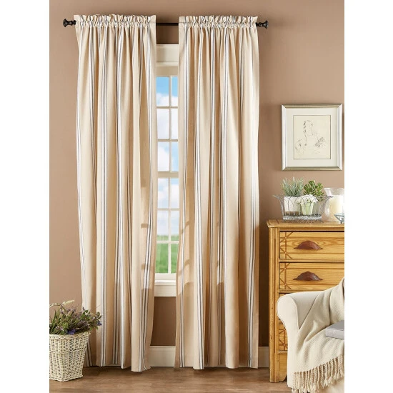 Wholesale ✨ Vermont Country Store Striped Semi-Sheer Rod Pocket Curtains White 🔥