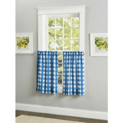 Cheap 🔥 Vermont Country Store Classic Check Rod Pocket Tiers Blue ❤️