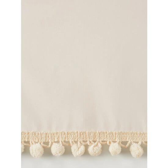 New 🎁 Vermont Country Store Classic Ball Fringe Rod Pocket Curtains White 🎁 - Image 3