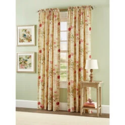 Outlet ✔️ Vermont Country Store Birdsong Blooms Rod Pocket Curtain Panel Lilac 👏