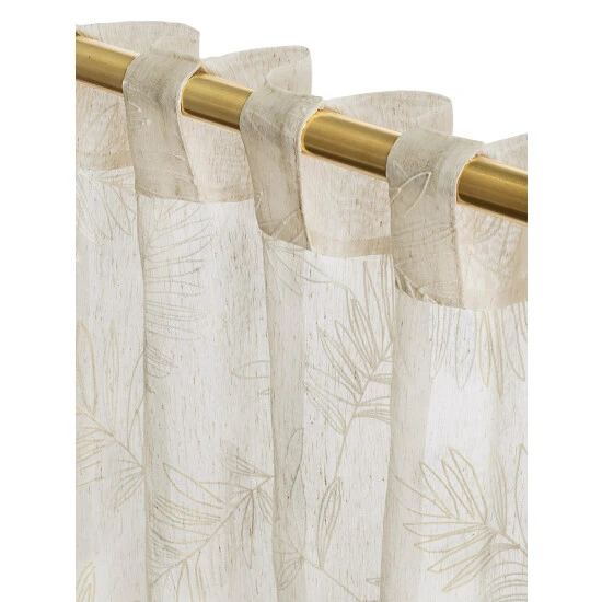 Buy 🎉 Vermont Country Store Embroidered Leaves Sheer Rod Pocket Patio Panel With Back Tabs Gray 😉 - Image 4