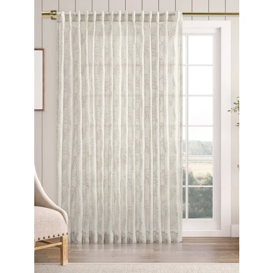 Buy 🎉 Vermont Country Store Embroidered Leaves Sheer Rod Pocket Patio Panel With Back Tabs Gray 😉 - Image 11