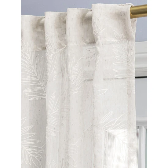 Buy 🎉 Vermont Country Store Embroidered Leaves Sheer Rod Pocket Patio Panel With Back Tabs Gray 😉 - Image 13