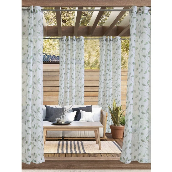 Best deal 🎁 Vermont Country Store Botanical Breezes Indoor/Outdoor Grommet Top Panel Green ❤️ - Image 4