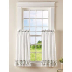 Buy ✔️ Vermont Country Store Floral And Lace Rod Pocket Tiers White Floral 🎉