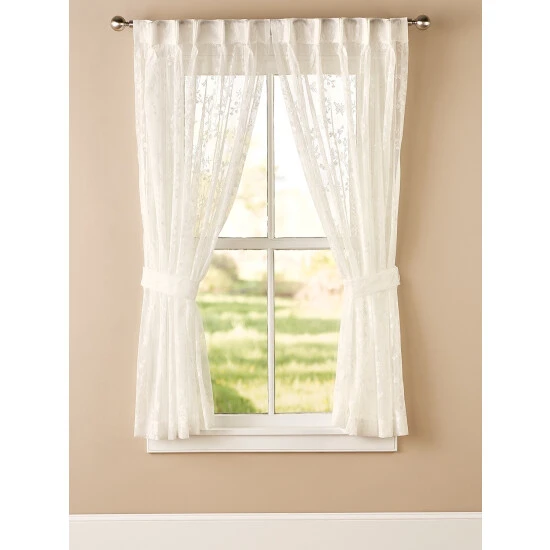 Cheapest π Vermont Country Store Butterfly Garden Lace Pinch Pleat Back Tab Curtains White β - Image 3