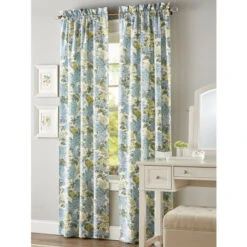 Deals 🔔 Vermont Country Store Blooming Hydrangea Rod Pocket Curtains Blue 💯