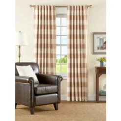 Budget 💯 Vermont Country Store Sheer Linen Grommet Top Curtains Natural ❤️
