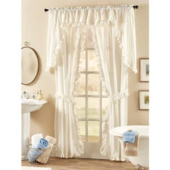 Discount 🔔 Vermont Country Store Narrow Ruffles Rod Pocket Priscilla Curtains White 🤩