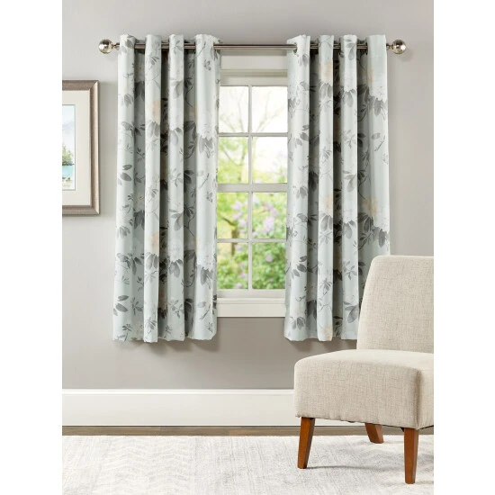 Wholesale 😍 Vermont Country Store Supreme Blackout Floral Grommet Top Short Panel With Pull Wand Seafoam 💯