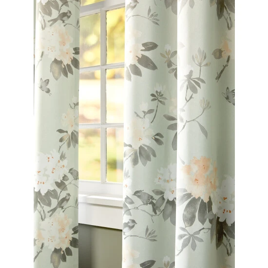 Wholesale 😍 Vermont Country Store Supreme Blackout Floral Grommet Top Short Panel With Pull Wand Seafoam 💯 - Image 2