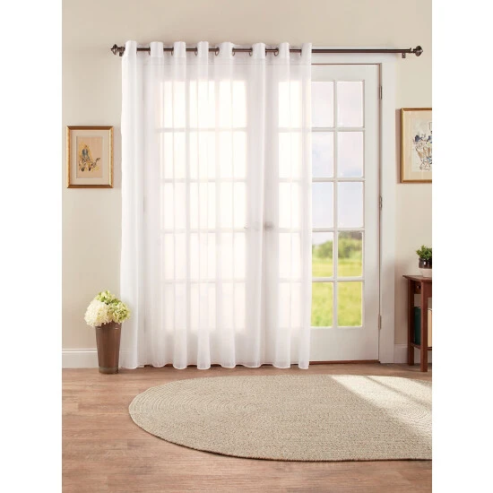 Coupon 🎁 Vermont Country Store Weighted Corded Hem Sheer Grommet Top Patio Panel White 🎁 - Image 2