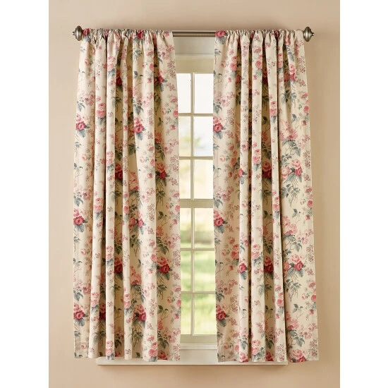 Outlet ⭐ Vermont Country Store Abbey Rose Lined Rod Pocket Curtains Rosewood ✨ - Image 2