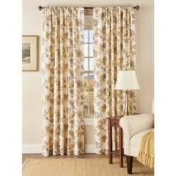 Cheap ⌛ Vermont Country Store Arianna Lined Rod Pocket Curtains Yellow 🥰