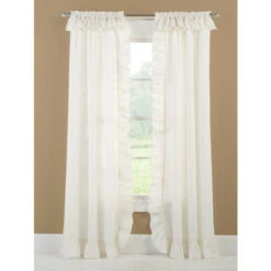 Wholesale โค๏ธ Vermont Country Store Wide Ruffles Rod Pocket Curtains Natural ๐