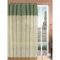 Best Sale 👏 Vermont Country Store Portico Pleats Grommet Top Patio Panel With Pull Wand Blue/white ✔️