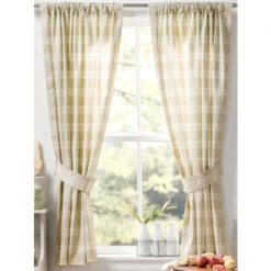 Best deal 💯 Vermont Country Store Bentley Plaid Rod Pocket Curtains Natural 😉