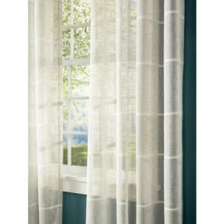 Best deal ❤️ Vermont Country Store Chenille Stripe Sheer Rod Pocket Panel With Back Tabs Gray/white ✨
