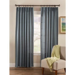 Budget ❤️ Vermont Country Store Highgate Manor Lined 72 Inch Pinch Pleat Curtains Blue 💯