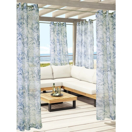 Deals ❤️ Vermont Country Store Caribbean Palm Leaf Outdoor Grommet Top Panel Blue 🔔 - Image 4